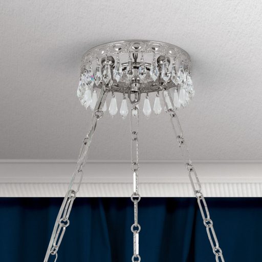 Empire Függő lámpa 6x E27 Ezüst Klasszikus kristály 49 cm