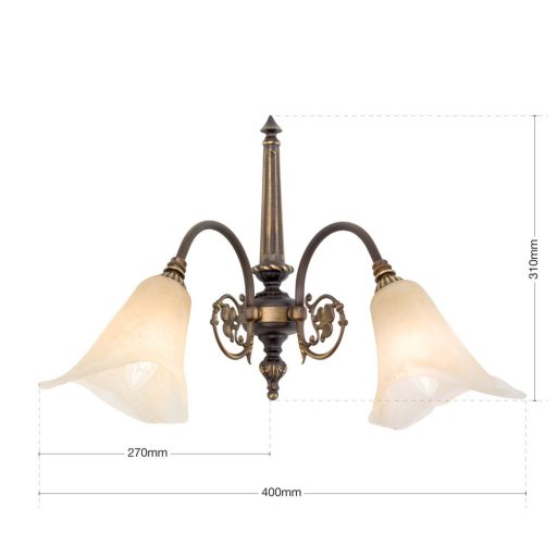 Tosca Fali lámpa 2x E14 Patina Klasszikus