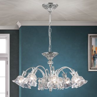 Boheme Csillár 8x G9 Ezüst Klasszikus kristály 72 cm