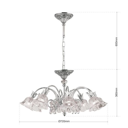Boheme Csillár 8x G9 Ezüst Klasszikus kristály 72 cm