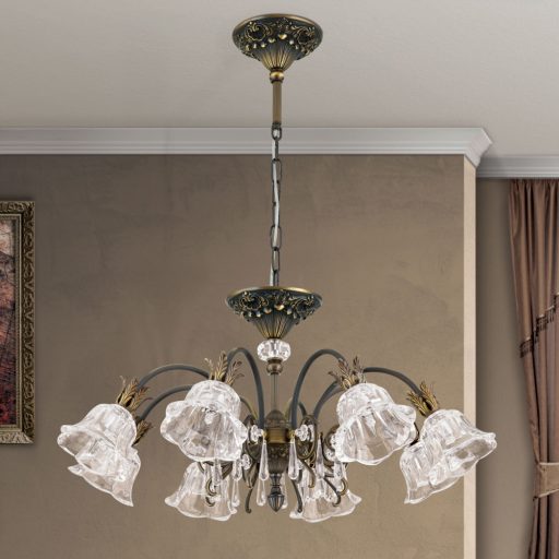 Boheme Csillár 8x G9 Patina Klasszikus kristály 72 cm