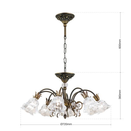 Boheme Csillár 8x G9 Patina Klasszikus kristály 72 cm
