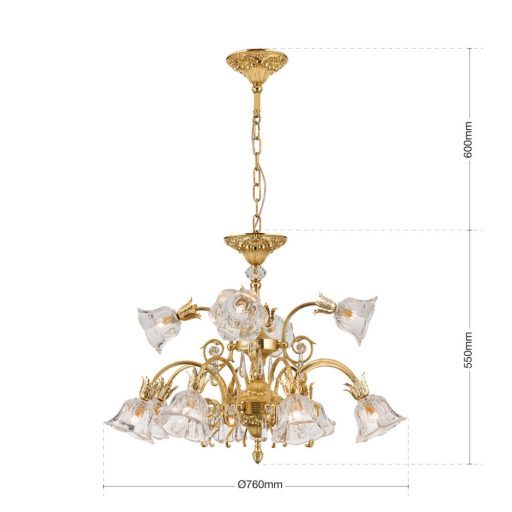 Boheme Csillár 12x G9 Arany Klasszikus kristály 76 cm