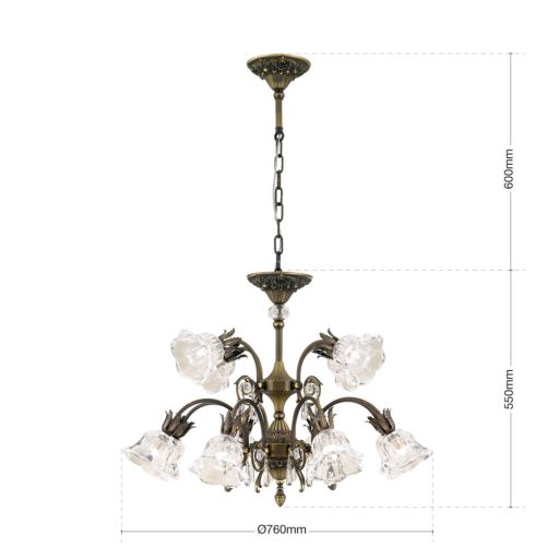 Boheme Csillár 12x G9 Patina Klasszikus kristály 76 cm