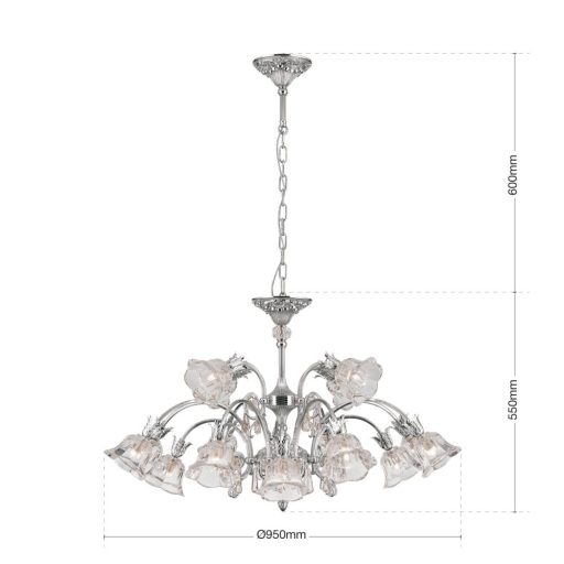 Boheme Csillár 16x G9 Antik ezüst Klasszikus kristály 60 cm