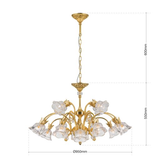 Boheme Csillár 16x G9 Arany Klasszikus kristály 60 cm