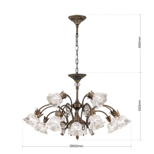 Boheme Csillár 16x G9 Patina Klasszikus kristály 60 cm