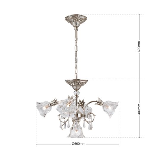 Boheme Csillár 5x G9 Antik ezüst Klasszikus kristály 60 cm