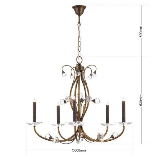 Emeritage Csillár 5x G9 Antik Klasszikus 60 cm