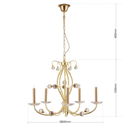 Emeritage Csillár 5x G9 Arany Klasszikus 60 cm