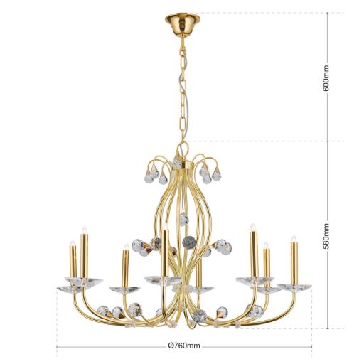Emeritage Csillár 8x G9 Arany Klasszikus 76 cm