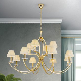 Avala Csillár 12x E14 Arany Klasszikus kristály 113 cm