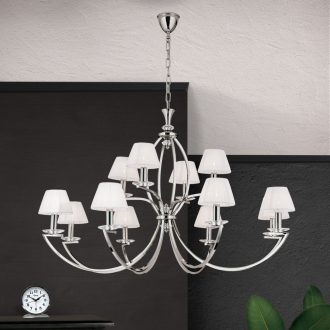 Avala Csillár 12x E14 Nikkel Klasszikus kristály 113 cm
