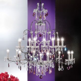   Verona Csillár 17x E14 Antik ezüst Klasszikus kristály 105 cm