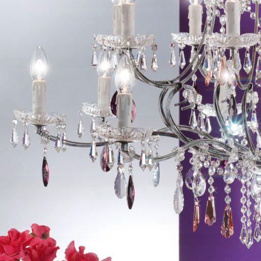 Verona Csillár 17x E14 Antik ezüst Klasszikus kristály 105 cm