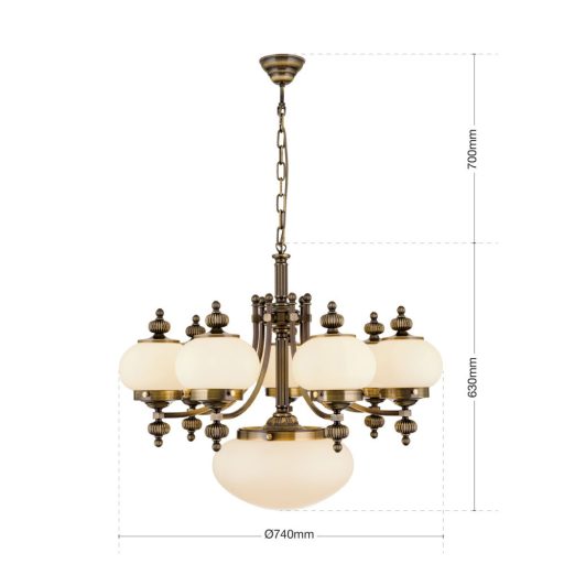 Wiener nostalgie Csillár 8x E27 Patina Klasszikus 74 cm
