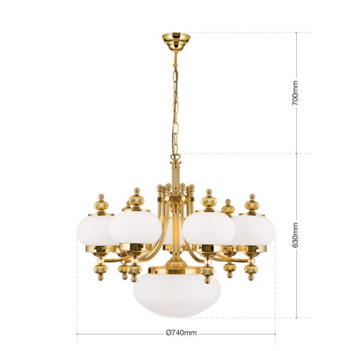 Wiener nostalgie Csillár 8x E27 Sárgaréz Klasszikus 74 cm