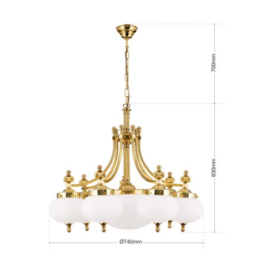 Wiener nostalgie Csillár 8x E27 Sárgaréz Klasszikus 74 cm