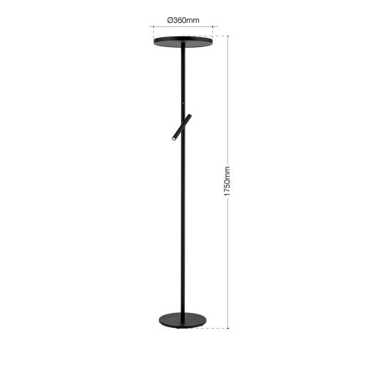 TEIDE modern LED állólámpa, matt fekete, 175 cm, 2700 K