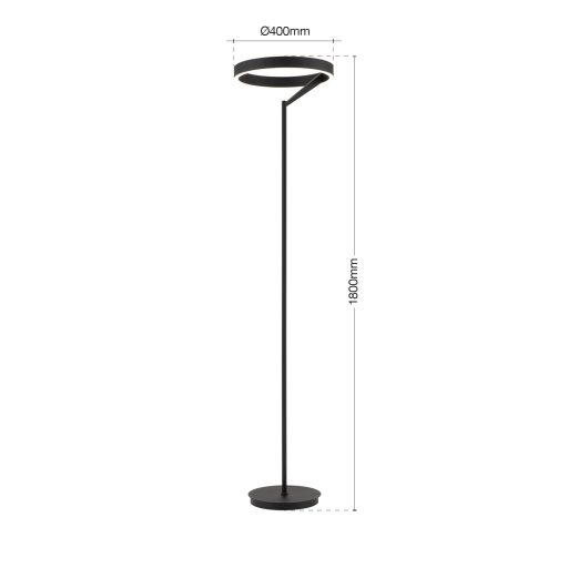 KOLK modern LED állólámpa, fekete, 180 cm, 2700–4000 K