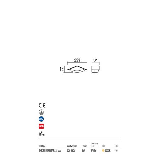ROOF  Außen LED Wandleuchte Antrazit IP54 8W/3000K