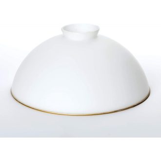 Félgömb üvegbúra, matt opál, arany széllel, d:30 cm