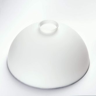 Félgömb üvegbúra, matt opál, ezüst széllel, átm: 35 cm