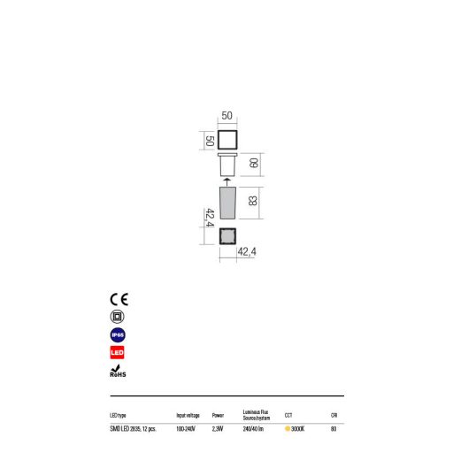 XPI kültéri falba süllyesztett spotlámpa, modern, fekete