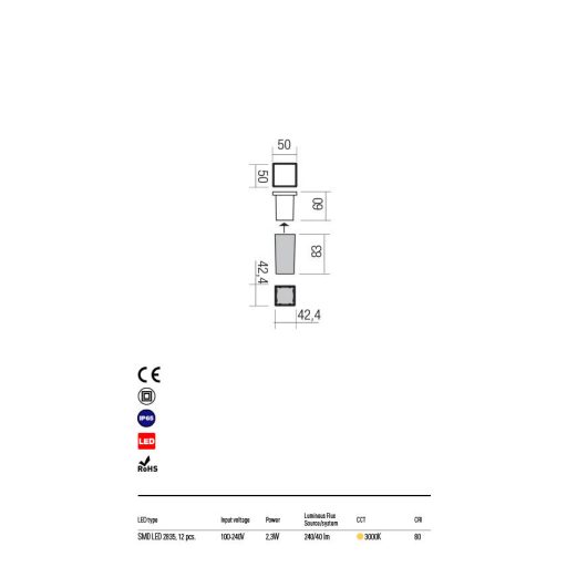 XPI kültéri falba süllyesztett spotlámpa, modern, opál