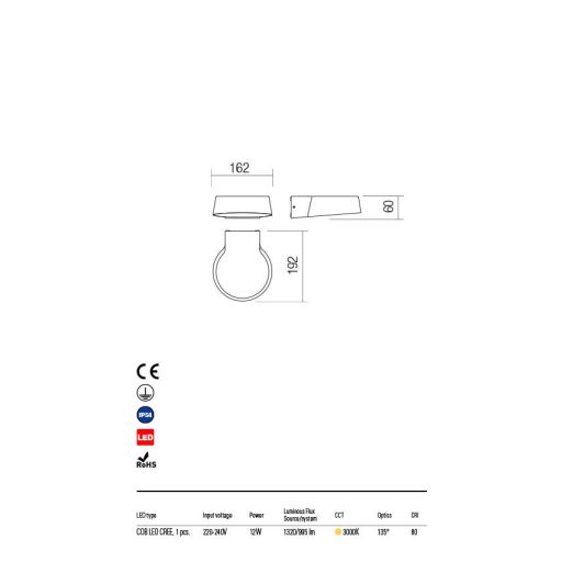 PHASER kültéri fali lámpa, modern, fehér