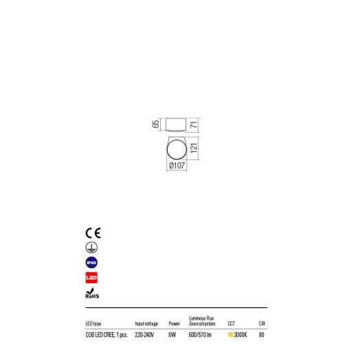 LOG kültéri fali lámpa, modern, fehér , direkt fény