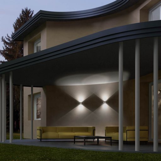 LOG kültéri fali lámpa, modern, szürke, direkt-indirekt fény