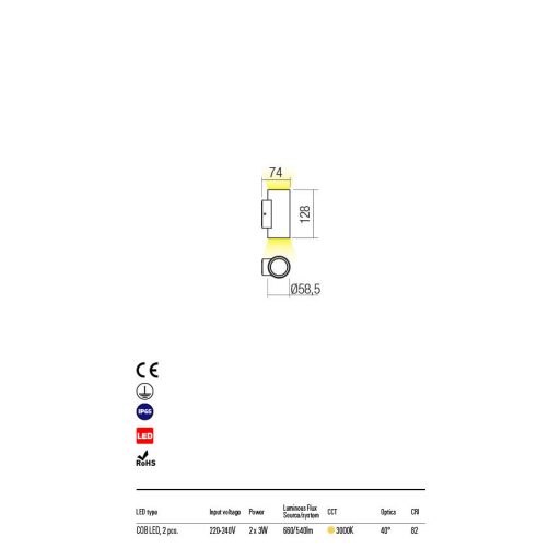 RAM kültéri fali lámpa, modern, sötétbarna, direkt-indirekt fény