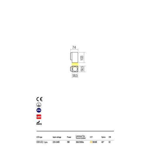 QUAD kültéri fali lámpa, modern, sötét szürke/matt fekete, direkt fény