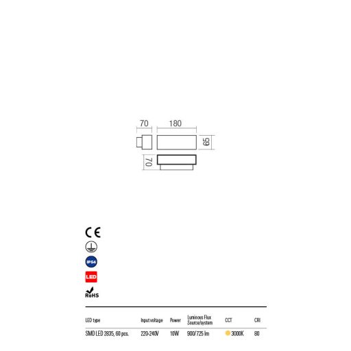 PLANIT kültéri fali lámpa, modern, fehér