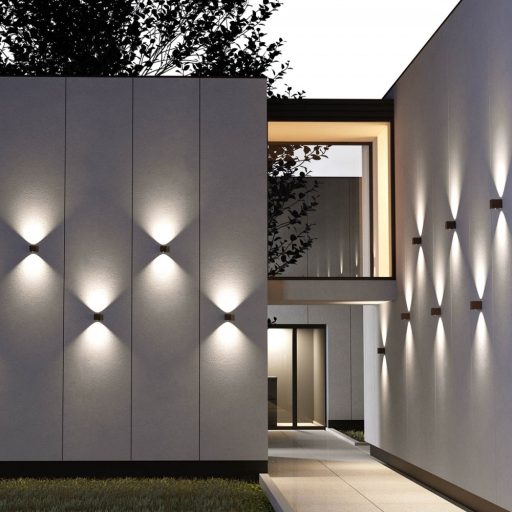 TEKO kültéri fali lámpa, modern, sötétbarna, direkt-indirekt fény