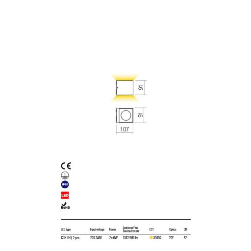 TEKO kültéri fali lámpa, modern, sötétbarna, direkt-indirekt fény