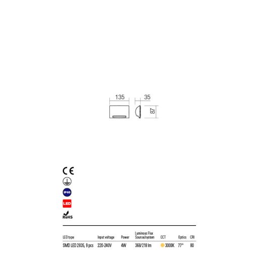 SLOT kültéri fali lámpa, modern, antracit szürke