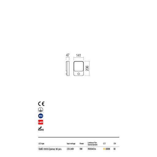 COLIN SENSOR kültéri fali lámpa, modern, fehér, 3000K