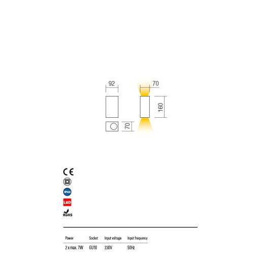PUNTA kültéri fali lámpa, modern, sötét szürke, direkt-indirekt fény