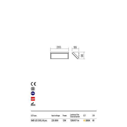 MAKO kültéri fali lámpa, modern, szürke,kis méret