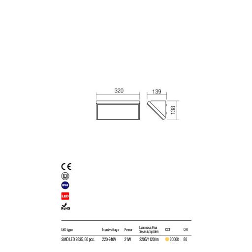 MAKO kültéri fali lámpa, modern, szürke