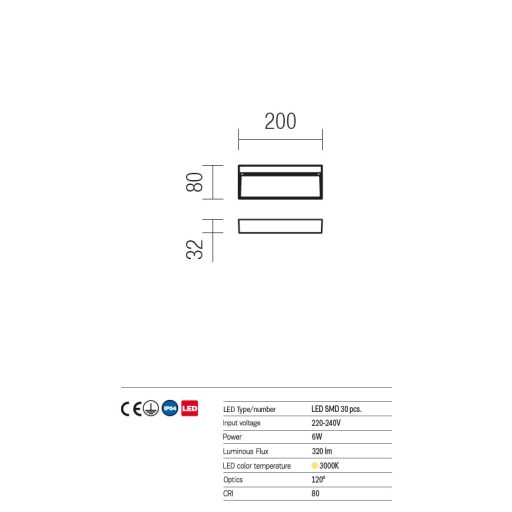 Even Außen LED Wandleuchte, Antrazit 10116