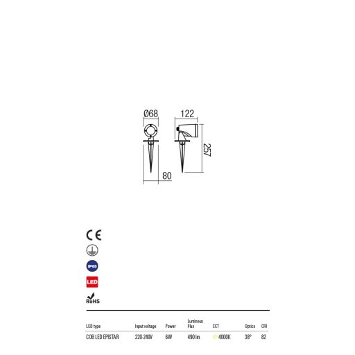 KIO  Außen LED  Lampe Antrazit IP65 6W/4000K