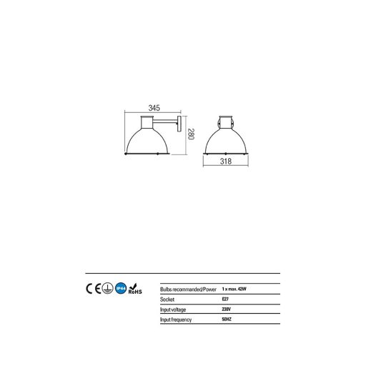 WORK kültéri fali lámpa,32cm átmérővel