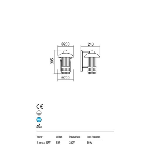 NORSK  Wandaußenleuchte Braun IP23 