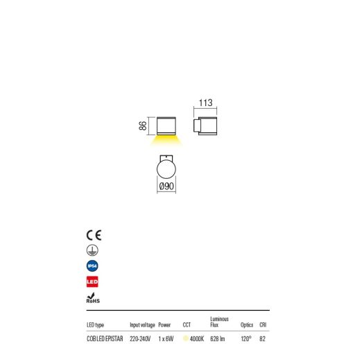 RONDO  Außen LED Wandleuchte Antrazit IP54 6W/4000K