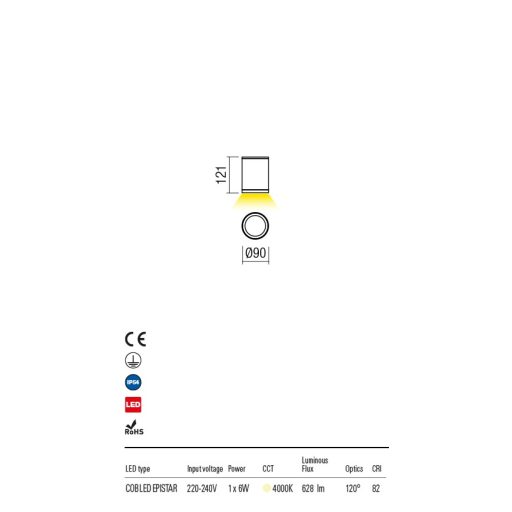 RONDO  kültéri LED  mennyezeti lámpa antracit IP54 6W/4000K