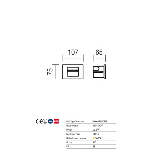 Inner Außen LED Einbaulampe, Antrazit 10166