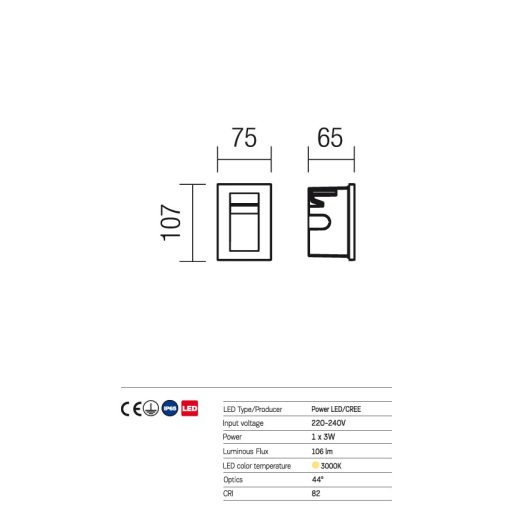Inner kültéri LED süllyesztett lámpa, sötétszűrke 10167